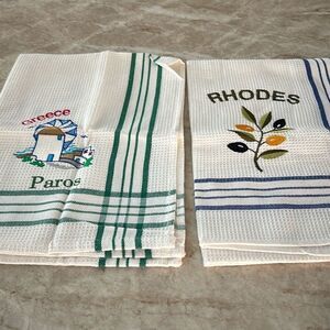 2 Tea Towels from Greece NWOT
